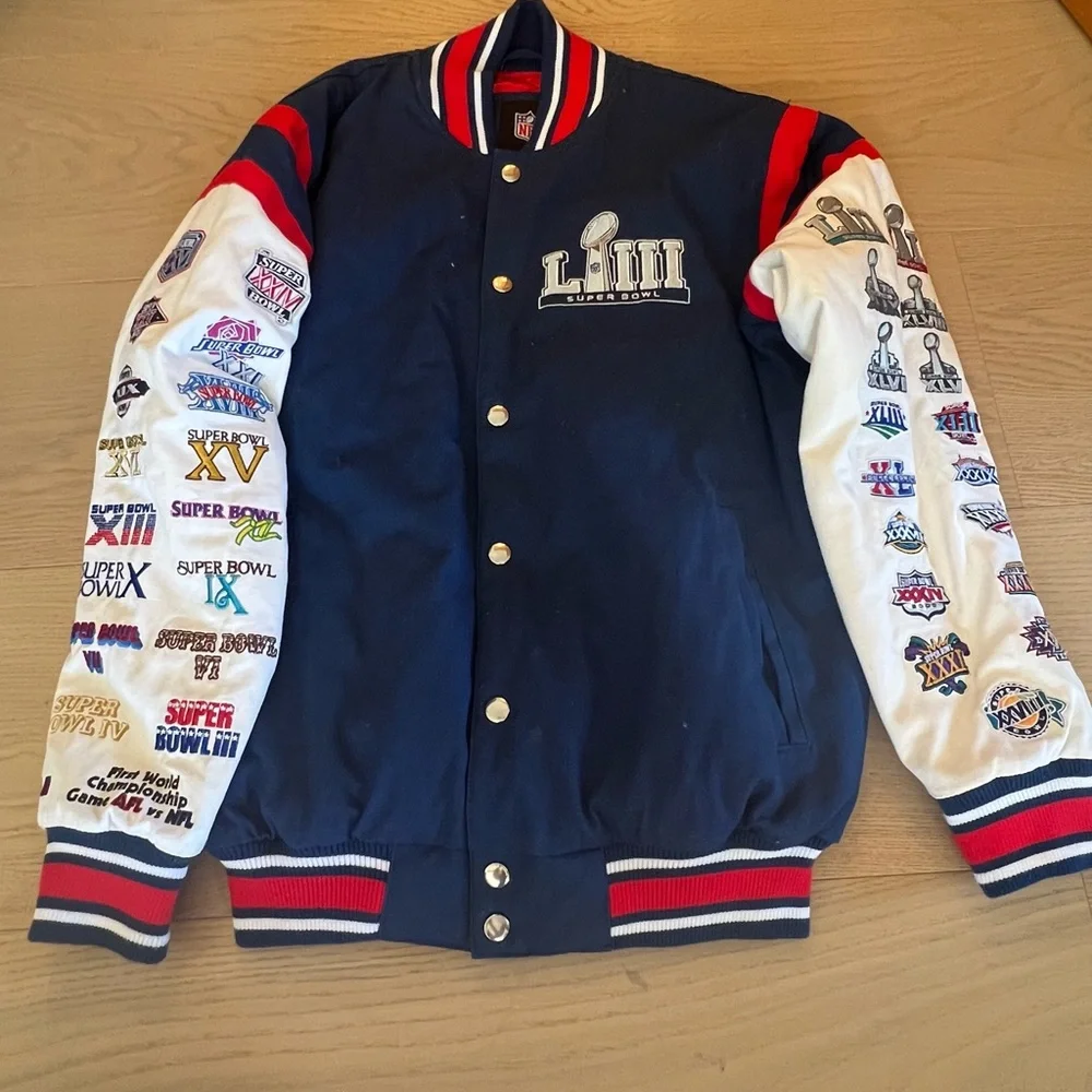 NFL Super Bowl LIII Commemorative Navy & White Varsity Jacket